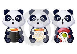 Panda with sushi