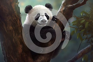 Panda tree giant forest. Generate Ai