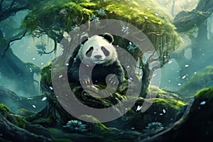 Panda tree giant. Generate Ai