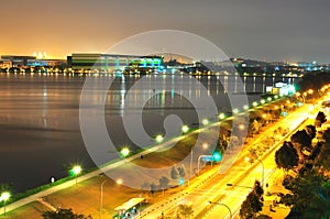 Pandan Reservoir by the roadside by night photo