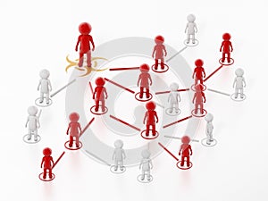 Pandemic chart representing one person infecting many other people. 3D illustration