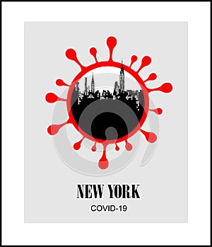 Pandemic Coronavirus covid 19 in New York. Vector poster