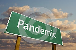 Pandemic Green Road Sign photo
