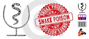 Pandemic Mosaic Snake Poison Icon with Scratched Round Snake Poison Seal