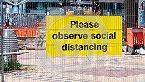Pandemic social distancing signs in Coventry