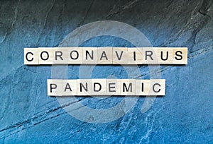 Pandemic text on blue background