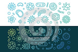 Pandemic vector concept colorful outline banners set