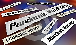 Pandemic Volatility Stock Market Financial News Headlines 3d Illustration