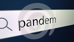 Pandemic is written in the line of the Internet browser