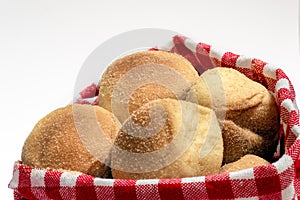Pandesal or pan de sal isolated in white with copy space