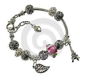 Pandora bracelet isolated on white background