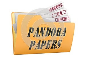 Pandora Papers, concept. 3D rendering