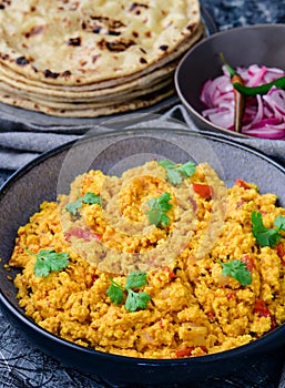 Paneer bhurji and roti - cottage cheese scramble meal