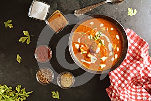 Paneer Butter Masala - recipe preparation photos with photos of the final dish and traditional mattha