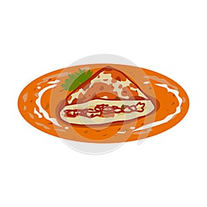 Paneer Pasanda Indian Food Illustration Flat Design Vector