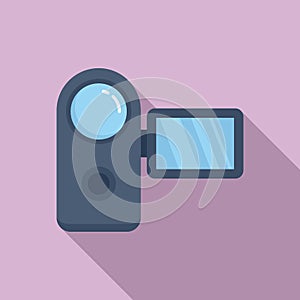 Panel camera icon flat vector. Video camcorder