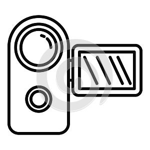 Panel camera icon outline vector. Video camcorder