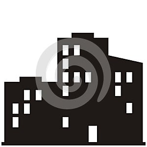 Panel houses, black silhouette of town, vector icon photo