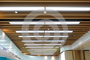 Panel light  on  ceiling of modern commercial building