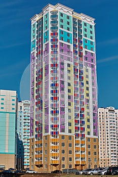 Panel, multiroom, multi-colored houses.