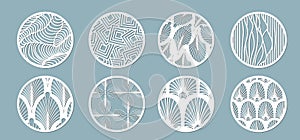 Panel for registration of the decorative surfaces. Abstract circles, balls. Vector illustration of a laser cutting. Plotter
