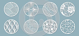 Panel for registration of the decorative surfaces. Abstract circles, balls. Vector illustration of a laser cutting. Plotter