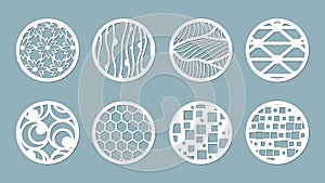 Panel for registration of the decorative surfaces. Abstract circles, balls. Vector illustration of a laser cutting. Plotter cuttin