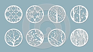 Panel for registration of the decorative surfaces. Abstract circles, balls. Vector illustration of a laser cutting. Plotter cuttin