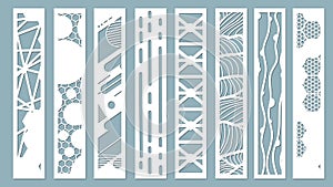 Panel for registration of the decorative surfaces. Abstract strips, lines, panels. Vector illustration of a laser cutting. Plotter