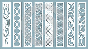 Panel for registration of the decorative surfaces. Abstract strips, lines, panels. Vector illustration of a laser cutting. Plotter