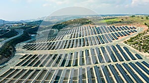 Panel solar aerial farm energy power sun renewable blue