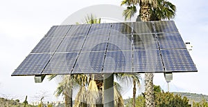 panel solar en los jardines de Can Sentmenat en Barcelona photo