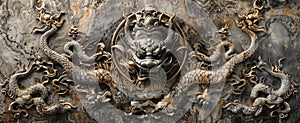 panel wall art, marble background with King of Nagas designs , w