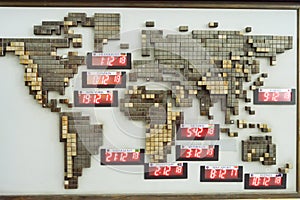 Panel of the world with the time