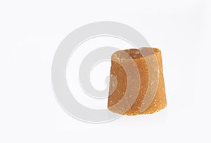 Panela or sugar cane candy - Saccharum officinarum. Text space