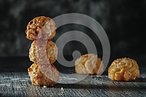panellets typical of Catalonia, Spain, in a stack