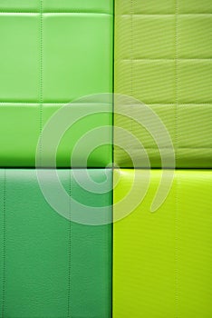 Panels decorated in green leather