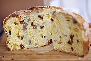 Panettone with raisins and candied fruit