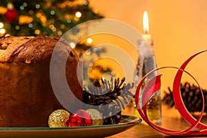 A panettone on the table.