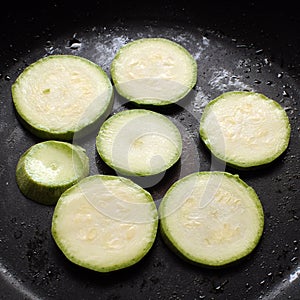 Panfried green zucchini