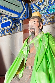 Pang Tong Statue at Sanyi Temple. a famous historic site in Zhuozhou, Hebei, China.