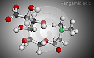 Pangamic acid, pangamate molecule. It is vitamin B15, ester derived from gluconic acid and dimethylglycine. Molecular model. 3D photo