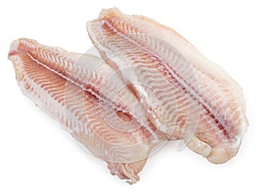 Pangasius fillet on a white background. Isolated