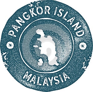 Pangkor Island map vintage stamp.