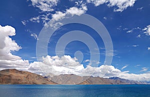 Pangong Lake and beautiful barren hillocks, HDR