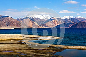 Pangong Lake in Ladakh, Jammu and Kashmir State, India photo