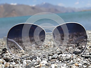 Pangong Lake, Leh, Laddakh, Theme with Gogles and Blue Lake