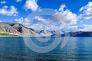 Pangong lake with pangong range in background