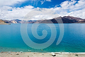 Pangong Lake view from Between Maan and Merak in Ladakh, Jammu and Kashmir, India.