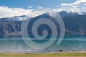 Pangong Lake view from Between Merak and Maan in Ladakh, Jammu and Kashmir, India.